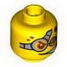 Minifig Head Dual Sided with Red Spots and Glasses, Determined / Evil Smile Print [Blocked Open Stud]