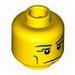 Minifig Head Vertical Cheek Lines, Slight Frown, Chin Dimple and White Pupils Print [Blocked Open Stud]