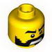 Minifig Head Beard Black with Ragged Edges, Black Eyebrows, Bared Teeth Print [Blocked Open Stud]