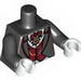 Torso Suit with Dark Red Vest and Bow Tie, Gold Chain and Medallion Print (Vampire) / Black Arms / White Hands