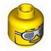 Minifig Head Glasses with Slotted White Sunglasses and Smirk with Gold Teeth Print [Blocked Open Stud]