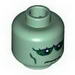 Minifig Head Alien with Frankenstein Monster, White Pupils and Wrinkles Print [Blocked Open Stud]