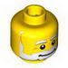 Minifig Head Male White Beard, White Bushy Eyebrows, Smile, White Pupils Print [Blocked Open Stud]