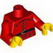 Torso Rounded Collar, Gold Buttons and Black Belt Print / Red Arms / Yellow Hands