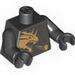 Torso Ninjago Gold Dragon Front and Gold Lion and 'Cole' Back Print / Black Arms / Black Hands