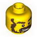 Minifig Head Male Dual Sided Bushy Dark Brown Beard and Eyebrows with Bared Teeth Smiling / Angry Print [Blocked Open Stud]