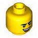 Набор LEGO Minifig Head Dual Sided Black Curved Eyebrows, Brown Chin Dimple, Laughing / Worried Print [Blocked Open Stud], Желтый
