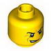 Minifig Head Dual Sided Snarling / Raised Eyebrows Print [Hollow Stud]