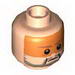Minifig Head - Dark Tan Beard and Eyebrows, Orange Visor Print [Blocked Open Stud]