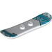 Minifig Snowboard Small with Medium Blue and Black Stripes and Circles and "48mm" Print