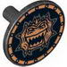 Minifig Shield Round Flat with Gold Dragon Head with Jagged Teeth Print