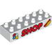 Duplo, Brick 2 x 6 with Ice Cream Cone, 'SHOP', and Hot Dog Print
