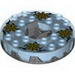 Turntable 6 x 6 Round Pearl Dark Gray Base Serrated with Trans-Medium Blue Top with Spiral Stars Print (Ninjago Spinner)