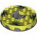 Turntable 6 x 6 Round Pearl Dark Gray Base Serrated with Trans-Neon Green Top and Green with Red Spots Print (Ninjago Spinner)