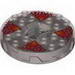 Turntable 6 x 6 Round Flat Silver Base Serrated with Trans-Black Top with Red Energy Print (Ninjago Spinner)