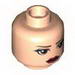 Minifig Head Female with Brown Eyebrows, Black Thick Eyelashes, Large Brown Eyes, Brown Beauty Mark, Red Lips Print (SW CW Amidala) [Hollow Stud]