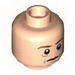 Minifig Head Dual Sided Brown Eyebrows, Calm / Scared Print [Hollow Stud]