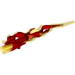 Деталь LEGO Hero Factory Weapon Accessory - Flame/Lightning Bolt with Axle Hole with Marbled Trans-Yellow / Trans-Red Pattern, Прозрачный красный