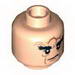 Minifig Head Dual Sided LotR Bushy Black Eyebrows, Dark Orange Scars, Stern / Bared Teeth Print [Hollow Stud]