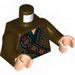 Torso LotR Coat with Shoulder Strap, Silver Buckle and Dark Green Hood Print / Dark Brown Arms / Light Flesh Hands