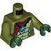 Torso Crocodile Skin with Dark Red Bandana and Necklace with Chi Orb Print / Olive Green Arms / Dark Green Hands