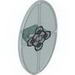 Minifig Shield Oval with Silver Mechanical Print