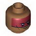 Minifig Head Dual Sided Dark Red Face Paint Determined / Scared Print (Red Knee)  [Hollow Stud]