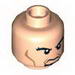 Minifig Head Dual Sided Black Bushy Eyebrows, Brown Goatee, Cheek Lines, Angry / Bared Teeth with Red Eyes Print [Hollow Stud]
