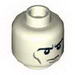 Minifig Head Dual Sided Black Eyebrows, Gray Wrinkles, Determined / Angry with Red Eyes and Protruding Veins Print [Hollow Stud]