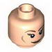 Minifig Head Dual Sided Female Brown Eyebrows, Eyelashes, Medium Dark Flesh Lipstick, Cheek Lines, Smiling / Scared Print [Hollow Stud]