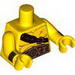 Torso Bare Chest with Muscles Outline, Scar, Copper Belt and Shoulder Strap Print / Yellow Arms with Wristbands / Yellow Hands