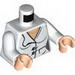 Torso Female Lab Coat with 2 Pockets, Buttons and Gold Necklace Print / White Arms / Light Flesh Hands