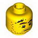 Minifig Head Stubbly Beard, Brown Eyebrows and Black Stains Print [Hollow Stud]
