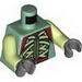 Torso LotR Armor with Light Green and Dark Red Straps and Belt Print / Yellowish Green Arms / Dark Bluish Gray Hands 