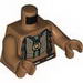 Torso Bare Chest with Beaded Armor, Fur and Gold Minifig Pendant Print / Medium Dark Flesh Arms / Medium Dark Flesh Hands