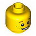 Набор LEGO Minifig Head Brown Eyebrows and Freckles, Open Smile, White Pupils Print [Hollow Stud], Желтый