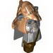 Minifig Head Modified Ewok with Medium Dark Flesh Skull Hat and Dark Brown Pouch Print
