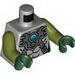 Torso Chima Silver Armor with Straps and Blue Round Jewel (Chi) Print / Olive Green Arms / Dark Green Hands 