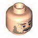 Minifig Head Dual Sided Beard and Bushy Eyebrows Smiling / Shouting Print [Hollow Stud]