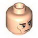 Minifig Head Dual Sided Brown Eyebrows, Black Eyes with Pupils, Wrinkles, Neutral / Battle Print [Hollow Stud]