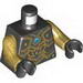 Torso Chima Black Scaled Armor with Gold Edges, Lime Diamonds and Blue Round Jewel (Chi) Print / Pearl Gold Arms / Black Hands