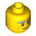 Minifig Head Male Bushy Gray Eyebrows, Wrinkles, Scowl Print (Sensei Garmadon) [Hollow Stud]