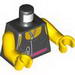Torso Female Top with Pink Belt and Music Player Print / Yellow Arms / Yellow Hands