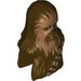 Minifig Head Modified Wookiee, Chewbacca with Dark Tan Face Fur and Teeth Print
