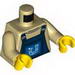 Torso Overalls Blue over Crew Neck Shirt with Drainpipe Print / Tan Arms / Yellow Hands