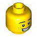 Minifig Head Dual Sided Black Eyebrows, Freckles, Smile with Teeth / Scared Open Mouth Print [Hollow Stud]