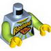 Torso Female Top with Lime Rays, 'Fabuland' Text, and Monkey Face Print / Lime Arms / Yellow Hands