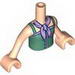 Torso Friends Sand Green Top with Red Cross Logo and Lavender Scarf Print, Light Flesh Arms with Hands