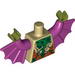 Torso Bat with Vestigial Minifig Arms, Green and Purple Vein and Dark Orange Fur Print / Magenta Arms with Wings / Olive Green Hands