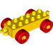 Набор LEGO Duplo Car Base 2 x 6 with Red Wheels with Fake Bolts and Open Hitch End, Красный